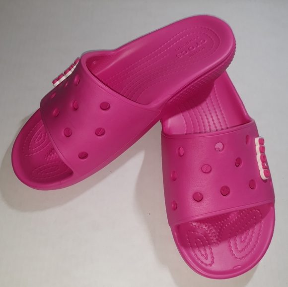 (New) Crocs Slides (Electric Pink) (W10/M8) - Picture 2 of 5